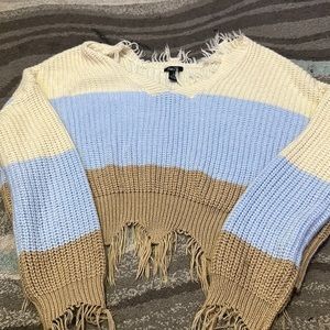 Sweater crop top with fringe